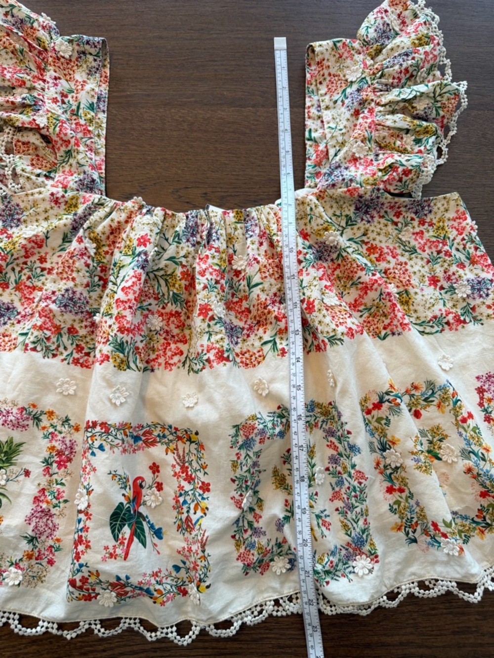 FARM Rio Cream Floral Ruffled Sleeve Blouse - Picture 7 of 7
